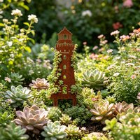 1Pc Wrought Iron Garden Decorative Stake, Wrought Iron Decoration, Garden Decoration, Lighthouse Design, Plant Climbing Frame, Suitable for Outdoor Lawns, Courtyard Gardens, and Flower Bed