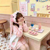 Sanrio My Melody Zipper Hooded Set Kawaii Long Ears Coat Spring Autumn Jacket Girl Cartoon Short Skirt Anime Y2K Cardigan Gift