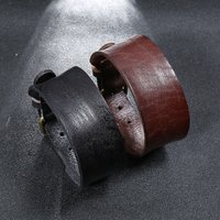 Retro Simple Cowhide Leather Wristband Bracelet 30mm Wide Handmade Adjustable Bracelet Cowboy Accessories Unisex Jewelry Gift