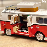 Vintage T1 Camper Van Car Bricks Set 3D Picnic Assembly Model Learning DIY Toys Fun Educational Build Kit Nice Birthday Presents