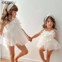 OEING Simple Ivory A-Line Flower Girl Dresses Square Collar Appliques Wedding Party Dress Draped Princess Dress Customized