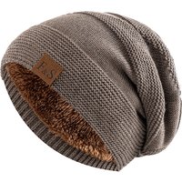 New Unisex Slouchy Winter Hats Add Fur Lined Men And Women Warm Beanie Cap Casual Label Decor Winter Knitted Hats