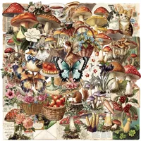 50pcs Vintage Transparent Retro Forest Plants Animals Stickers Waterproof Graffiti For Laptop Water Bottle Luggage Decals Toy