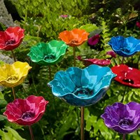 1-Piece Garden Metal Flower-Shaped Creative Bird Feeder, Garden Metal Flower Stake Waterer, Gardening Decoration Ornament, Christmas and Halloween Gift