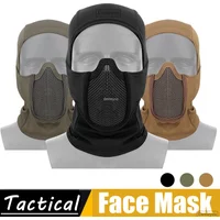 Tactical Balaclava Mesh Mask Airsoft Paintball Full Face Cover Ninja Style Hood Steel Metal Mask Foldable Design