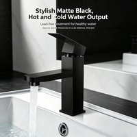 1 Pc Modern Black Waterfall Bathroom Sink Faucet Single Lever Control Matte Finish Splash-Free Wide Stream Deck Mount Vanity Tap