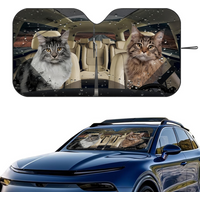 Maine Coon Cat Car SunShade Windshield Foldable Three-layer Insulation Sunshade By Suction Cup Blocks UV Rays Sun