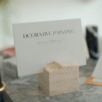 Natural Travertine Stone Business Card Holder for Desk Polished Marble Wedding Table Signs Photo Display Desktop Memo Holder