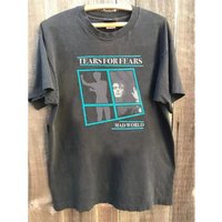 90s retro style charcoal gray neutral T-shirt reprint Tears for Fears Mad World