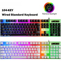 NEW USB Wired Keyboard RGB Backlit Gaming Keyboard 104 Keys Standard Keyboard Membrane Keyboard For PC Laptop Windows IOS