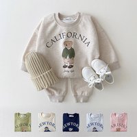 Baby Boy Girl Clothing Sets Children Bear Pullover Sweatshirts + Simple Solid Cotton Sports Pants 2pc Kids Clothes Boy New Suit