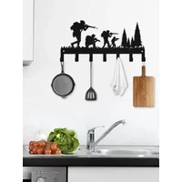 1pc Metal Wall Mounted Key Hooks, Key Holder for Wall, Key Organizer Rack with 7 Hooks, Key Hanger Decor Soldiers Key Holder,