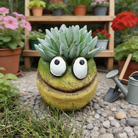 Cute Big Eyed Frog Resin Flower Pot Vintage Outdoor Yard Decor Creative Garden Animal Planter Ornament