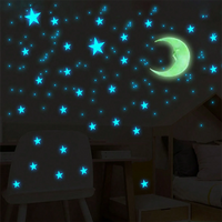 50/100pcs Luminous Stars Moon Wall Stickers Wedding Birthday Party Luminous Sticker Decor Home Bedroom Living Room DIY Supplies