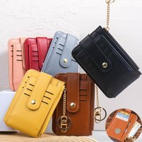 Korean Version Portable Coin Purse with Multiple Card Slots for Women ID Storage Card Bag Wallet with Keychain High Quality