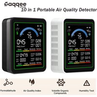 Tuya WiFi 10 in 1 Portable AQI PM0.3 /1.0 /2.5 /10 Formaldehyde Detector Temperature and Humidity CO2 TVOC Air Quality Detector