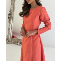 AsaNagi Saudi Dubai Elegant Luxurious Modern Stylish Women's Formal Evening Gowns Ankle-Length Halter Orange Customized