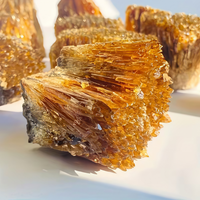 Natural Amber Calcite Crystal Clusters, Bohemian Raw Specimen, Natural Mineral for Tabletop Display, Decoration, Crystal Stones