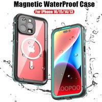 Magnetic Charging IP68 Waterproof Case For Apple iPhone 16 15 14 13 Pro Max Plus Drop proof Cover Diving Swim outdoor sport