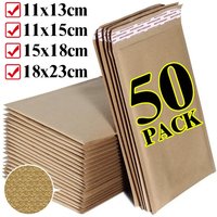 50/40/30/20/10X Kraft Luftpolstertaschen Umschläge Taschen Gelbes Siegel Selbstklebende Versandtasche Wasserdichte Versandtasche Geschäftsgeschenkverp