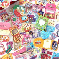 20/80pcs Neon Tribe Series Kawaii Ins Cartoon Small Element Adhesive Label Material Pack Scrapbooking DIY Aesthetic Stationery