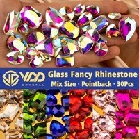 VDD – Strass fantaisie en verre de forme mixte, pierres 3D brillantes à paillettes pour Nail Art, décorations artisanales DIY