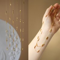 Fashion Glittering Metal Square Necklace High-Grade Waterproof Delicate Femme Jewelry Gift New