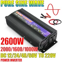 1000W 1600W 2000W 2600W Pure Sine Wave Power Inverter DC 12V 24V 48V 60V To AC 220V Voltage Transformer Power Converter