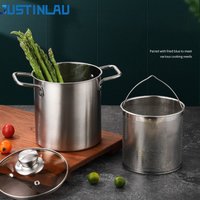 JUSTINLAU 3L Deep Fryer Pot 304 Stainless Steel Fry Pot with Basket Food Grade Deep Fryer Multifunctional Deep Frying Pot Set