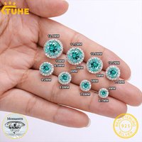 TUHE Unisex Classic Round Emerald VVS1 Moissanite Earring For Women Fine Jewelry luxury Wedding 925 Silver Earring Gift