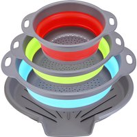 3/4PCS faltbares, zusammenklappbares Sieb-Set, Abflusskorb mit selbstentleerender Basis, Gemüse, Obst, Waschkorb, Küchenabtropffläche
