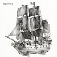 New 2862pcs Caribbean Sea Corsair Series Jack Sparrow Captain Pirate Ship Sailboat Building Block Model Toy Birthday Gift