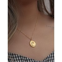 E.B.belle Tarnish Free Stainless Steel 18k Gold Plated Golden Sea Wave Necklace Stereoscopic Coin Necklaces For Women