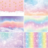 Colorful Sky Rainbow Cloud Backdrop Glitter Stars Sky Magical Background for Children Girls Birthday Party Sweet Wedding Decor