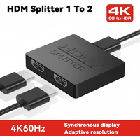 4K Compatible 1x2 Splitter Switch 1 in 2 Out Video Distributor Amplifier Dual Display for Box PC Monitor Projector Laptop