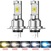 2Pcs H7 LED Headlight Bulb Mini H4 H1 H3 Wireless 80W 20000LM 6500K 4300K CSP Car Headlamp Auto Diode Lamp 12V 24V Automobile