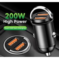 200W Quick Charge 3.0 PD USB Type C Mini Car Charger 2 Port Fast Charging Phone Charger For Xiaomi iPhone 15 16 Pro Max Adapter