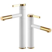 360 Degree Swivel White gold Hot & Cold Water Faucet Countertop Basin Washbasin Under Counter