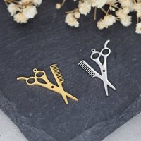 3pcs Metal Haircut Tools Scissor Comb Stainless Steel Pendant Charms for Jewelry Making Craft Bracelets Keychain diy Accessories