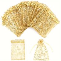 100pcs Organza Drawstring Bags- Wedding,Birthday Party Gifts and Decorative Ribbon Gift Wrapping Chiffon Small Bags,Fabric Bags
