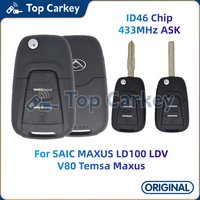 TopCarkey Original OEM Remote Flip Key Fob 3 Buttons ID46 Chip 433MHz for SAIC MAXUS LD100 LDV V80 Temsa Maxus