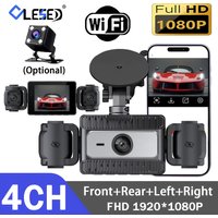 4 Cameras 360° Full HD 1080P Car DVR Wifi Dash Cam 4 Channel Dashcam Video Recorder WDR Night Vision Black Box Cabin Camera