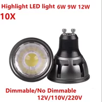 Lot de 10 ampoules LED COB dimmables GU10/GU5.3/E27/E14/MR16 6W/9W/12W - Spot ultra lumineux blanc chaud/froid, compatibilité 85-220V
