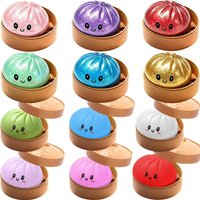 Glitter Realistic Giant Dumpling Squeeze Toy with Bamboo Steamer Soft TPR Dough Ball Decompression Fidget Toy Funny Creative Gif