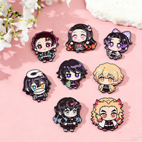 8Pcs Anime Demon Slayer Brooch Badge Cute Chibi Character Tanjiro Nezuko Shinobu Giyuu Rengoku Enamel Lapel Pins For Fans Gift