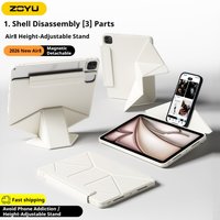 ZOYU iPad 10/11th Gen Magnetic Increase Height Bracket Case,for iPad Air 11 Pro 11 12.9 13 mini 6/7 Transparent Removable Cover