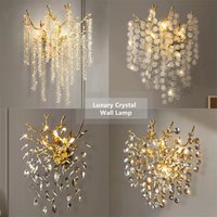 Modern Luxury Crystal Wall Lamp Living Room Bedroom Bedside Lamp Background Wall Villa Home Indoor Lighting Decoration LED Light