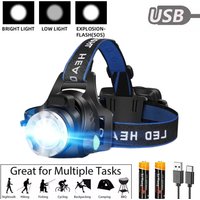 Powerful LED Headlamp 18650 Battery USB Rechargeable Headlight Zoomable Waterproof Head Flashlight for Camping Fishing Outdoor