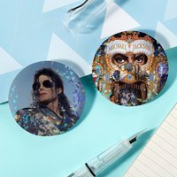 Hot Singer M-Michael J-Jackson Laser Badge Round Exquisite Brooches Creative Pins for Clothes Hat Accessories