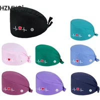 Cotton Operating Room Hat Fashion Printed Dustproof Beauty Work Hats Embroidered Solid Color Lab Nursing Scrubs Cap